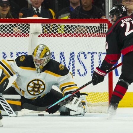 Goalie Fight Denied: Referees Intervene Between Bruins’ Swayman and Kings’ Kuemper