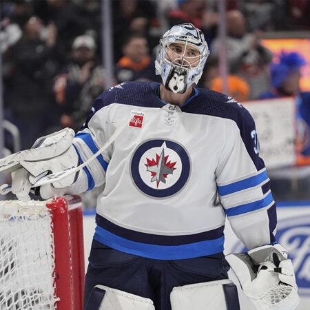 Winnipeg Jets Goaltender Connor Hellebuyck Pulled After Allowing Five Goals