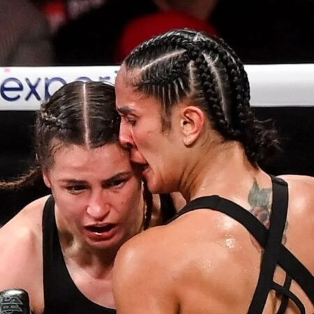 Gaze of Intensity: Taylor and Serrano Ignite Rivalry Ahead of Trilogy Decider